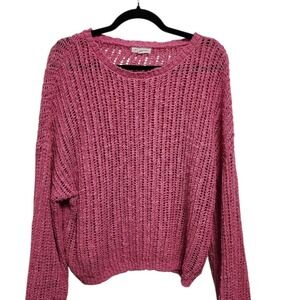 Blu Pepper Pink Knit Pullover Sweater‎ Oversized Long Sleeve Womens Size L